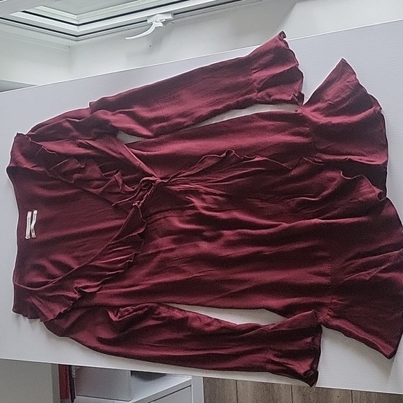 Burgundy Wrap Dress - Picture 1 of 4